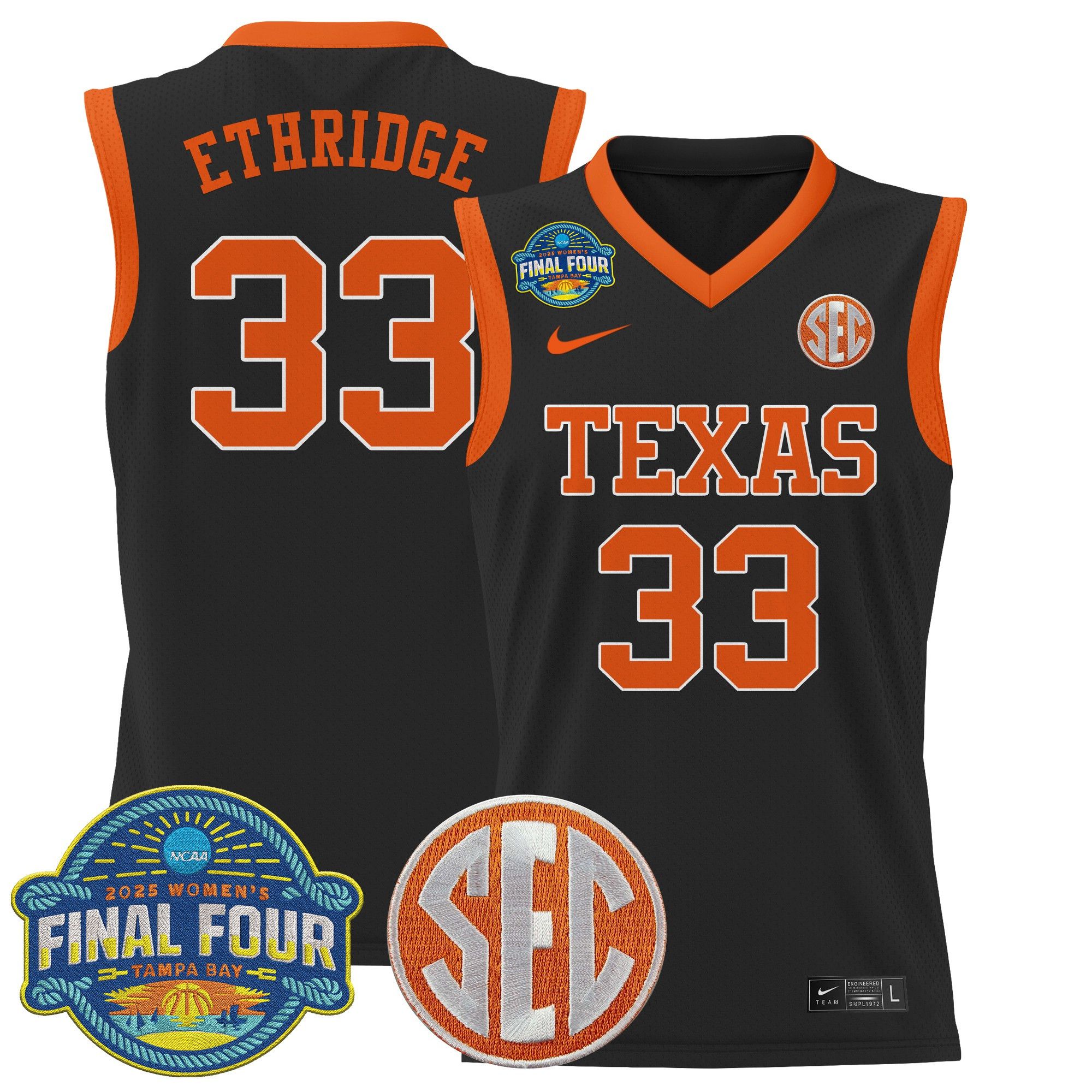 Men Texas Longhorns #33 Ethridge Black Nike 2025 Final Four Patch Lightweight Basketball NCAA Jersey